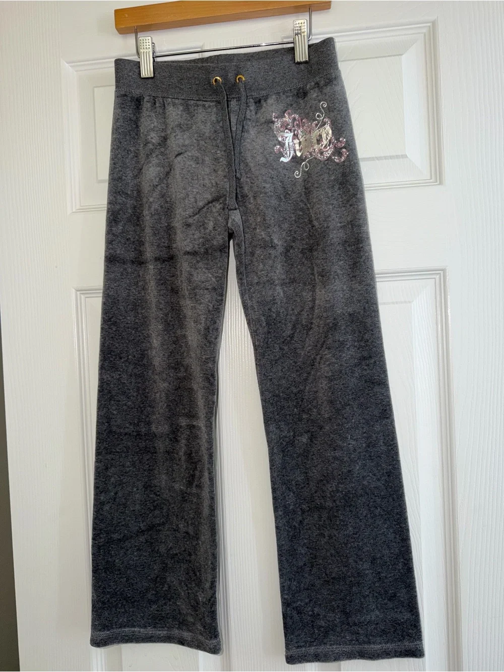 NWT Y2K Juicy Couture Velour Track Pants Girls 7 Fits XXS 00 Petite Rhinestone